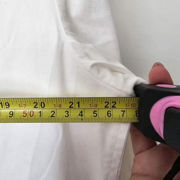 Ann Taylor White Collared Shirt Dress w/Orange HemlinCotton Blend Career Casual - Picture 12 of 15